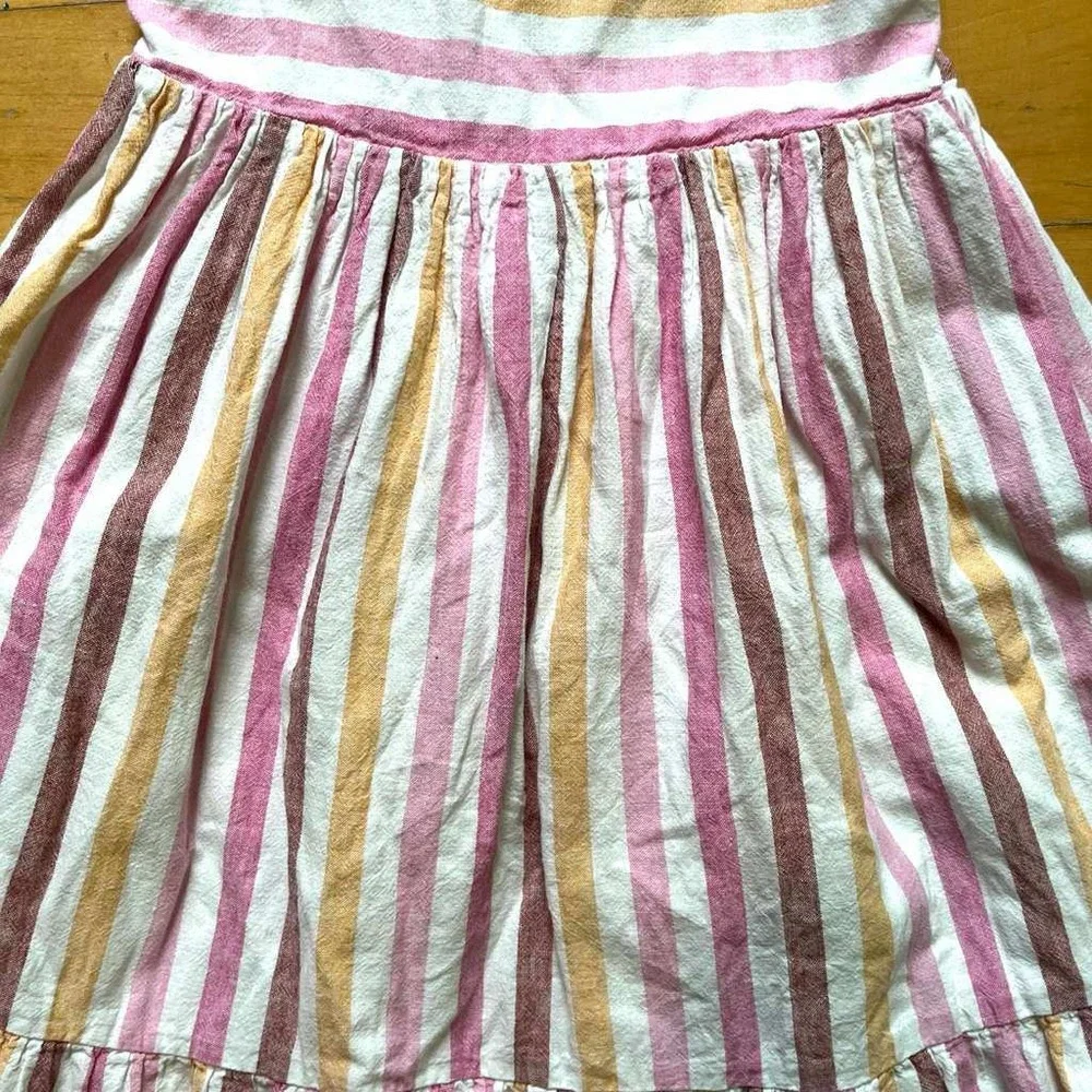 Gap Girls Striped Linen Blend Tiered Sundress Size L 10-11 Coastal Summer Preppy